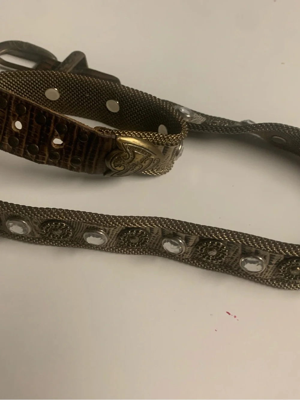 US MECO Paris leather belt with bling